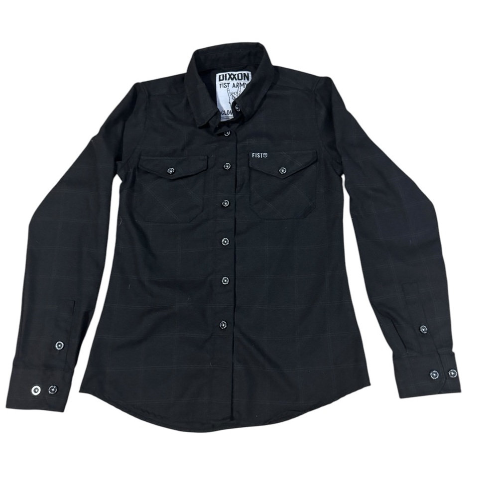 DIXXON Fist Army Glove Lords Button Up Shirt Womens Small Black on Black